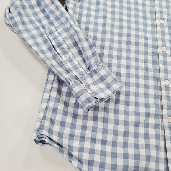 J Crew Flex Shirt Men Large Gray Gingham Slim Fit Stretch Casual Button Down - Picture 8 of 14